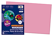 Riverside® Groundwood Construction Paper, 100% Recycled, 12" x 18", Pink, Pack Of 50