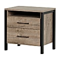 South Shore Munich 2-Drawer Nightstand, 22-3/4"H x 21-3/4"W x 17"D, Weathered Oak/Matte Black 1 thumbnail image