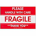 Tatco Fragile/Handle With Care Shipping Label, Rectangle, 3" x 5", Red/White, Roll of 500