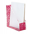 Realspace™ Acrylic And Fabric Magazine Holder, 11 5/16" x 10 3/16" x 4 1/4", Clear/Pink Pebble