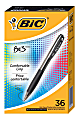 BIC® BU3 Retractable Ballpoint Pens, Box Of 36, Medium Point, 1.0 mm, Black Barrel, Black Ink