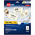 Avery® Clean Edge® Printable Business Cards With Sure Feed® Technology For Inkjet Printers, 2" x 3.5", Ivory, 200 Blank Cards