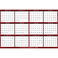 SwiftGlimpse Horizontal Yearly Erasable Wall Calendar, 36" x 54", Maroon, January to December 2022, SG MAR 36 1 thumbnail image