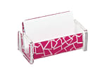 Realspace™ Business Card Holder, 2" x 4 3/8" x 2 1/4", Clear/Pink Pebble