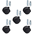 Lorell® Premium Dual Soft Wheel Casters Set, Black, Set Of 5