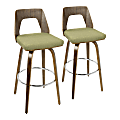 LumiSource Trilogy Bar Stools, Walnut/Green, Set Of 2 Stools 1 thumbnail image