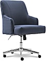 Serta® Leighton Home Mid-Back Office Chair, Twill Fabric, Blue/Chrome