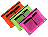 Inkology Large Window Pencil Pouches, Assorted Neon Colors, Pack Of 12 Pouches