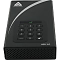 Apricorn Aegis Padlock 3 TB External USB 3.0 Hard Drive, Black, ADT-3PL256-3000