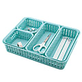 Realspace® Plastic Weave Bin Set, Assorted Sizes, Blue, Pack Of 5 1 thumbnail image
