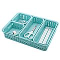 See Jane Work® Plastic Weave Bins, Small Size, Blue, Pack Of 5