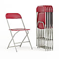 Flash Furniture Hercules Series Plastic Folding Chairs, Red, Set Of 6 Chairs