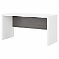 Office by Kathy Ireland® Echo 60"W Bow-Front Computer Desk, Pure White/Modern Gray, Standard Delivery