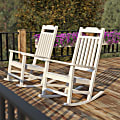 Flash Furniture Winston All-Weather Rocking Chairs, White, Set Of 2 Chairs