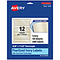 Avery® Pearlized Permanent Labels With Sure Feed®, 94119-PIP50, Rectangle, 5/8" x 7-1/2", Ivory, Pack Of 600 Labels 1 thumbnail image