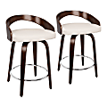 Lumisource Grotto Counter Stools, Cherry/White, Set Of 2 Stools