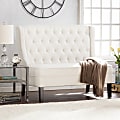 Southern Enterprises Linklea High-Back Tufted Settee Bench, Ivory/Brown 1 thumbnail image