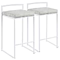 LumiSource Fuji Stacker Contemporary Counter Stools, Light Gray Cowboy Seat/White Frame, Set of 2 Stools 1 thumbnail image