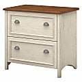 Bush Business Furniture Fairview 32"W Lateral 2-Drawer File Cabinet, Antique White/Tea Maple, Standard Delivery