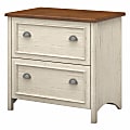 Bush Business Furniture Fairview 31-8/9"W x 20-2/3"D Lateral 2-Drawer File Cabinet, Antique White/Tea Maple, Standard Delivery