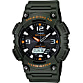 Casio AQS810W-3AV Smart Watch - Wrist - Optical Heart Rate Sensor - Alarm, Stopwatch - Heart Rate - 1.06" - Round - 0.47" - 1.81" - Green, Gray, Black, Orange