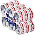 Tape Logic® Fragile Handle With Care Preprinted Carton Sealing Tape, 3" Core, 2" x 55 Yd., Red/White, Case Of 18