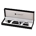 FORAY® Ballpoint Pen And Mechanical Pencil Gift Set, Microtip, Black Ink, Black Barrels