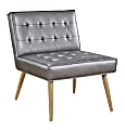 Ave Six Amity Tufted Accent Chair, Sizzle Pewter/Light Brown/Gold