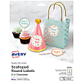Avery® Permanent Pearlized Labels, 22836, Round With Scallop Edge, 2-1/2" Diameter, Ivory, Pack Of 72 1 thumbnail image