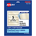 Avery® Pearlized Permanent Labels With Sure Feed®, 94232-PIP50, Rectangle, 1-3/4" x 7-3/4", Ivory, Pack Of 250 Labels
