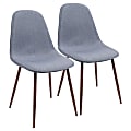 LumiSource Pebble Dining Chairs, Fabric, Blue/Walnut, Set Of 2 Chairs