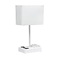 Simple Designs Multi-Use Table Lamp with 2 USB Ports and Charging Outlet, 15-5/16"H, White/White 1 thumbnail image