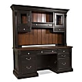 Cole Office Strasbourg Black Credenza And Hutch, 75"H x 69"W x 14 1/2"D, Cherry 1 thumbnail image
