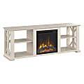 Bush® Furniture Homestead Electric Fireplace TV Stand For 70" TVs, Linen White Oak, Standard Delivery 1 thumbnail image