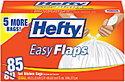 Hefty® EasyFLAPS Trash Bags, Tall Kitchen, White, 13 Gallons, Box Of 85