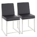 LumiSource High-Back Fuji Dining Chairs, Silver/Black, Set Of 2 Chairs