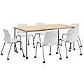KFI Studios Dailey Table Set With 6 Caster Chairs, Natural/Gray Table/White Chairs 1 thumbnail image
