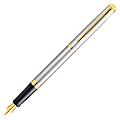 Waterman® Hemisphere Fountain Pen, Medium Point, Silver/Gold Barrel, Blue Ink