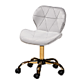 Baxton Studio Savara Velvet Mid-Back Office Task Chair, Gray/Gold