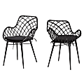 bali & pari Ballerina Rattan Dining Accent Chairs, Black, Set Of 2 Chairs
