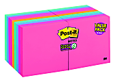 Post-it® Super Sticky Notes, 3 in x 3 in, 18 Pads, 90 Sheets/Pad, 2x the Sticking Power, Back to School Supplies for Students, Sticky Notes for Textbooks, Notebooks, Walls and Vertical Surfaces, Assorted Colors 1 thumbnail image
