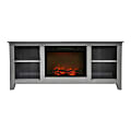 Cambridge® Santa Monica Electric Fireplace And Entertainment Stand With 1,500W Charred Log Insert, Gray