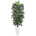 Nearly Natural 7'H Areca Artificial Tree With Tower Planter, 84"H x 45"W x 40"D, White/Green