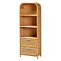 bali & pari Curacao 68"H 3-Shelf 2-Drawer Modern Bohemian Bookcase, Light Honey 1 thumbnail image