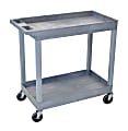 Luxor E-Series 2-Tub Plastic Utility Cart, 34 1/4"H x 35 1/4"W x 18"D, Gray