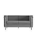 Flash Furniture HERCULES Regal Series Contemporary Leathersoft Loveseat with Double Bar Encasing Frame, Gray 1 thumbnail image