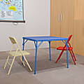 Flash Furniture Kids' Colorful Table With 2 Folding Chairs, Square, 20"W x 20"D, Blue