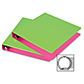 Samsill Fashion Two-tone Round Ring View Binders - 1" Binder Capacity - Letter - 8 1/2" x 11" Sheet Size - Round Ring Fastener(s) - 2 Internal Pocket(s) - Polypropylene - Pink, Green - Recycled - 2 / Pack