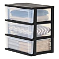 Iris Nesting Stacking Wide Chest, 3 Drawers, 29 Qt, Black, Set Of 2 Chests