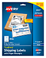 Avery® TrueBlock® Permanent Inkjet Shipping Labels, With Paper Receipts, 8127, 5 1/16" x 7 5/8", White, Pack Of 25